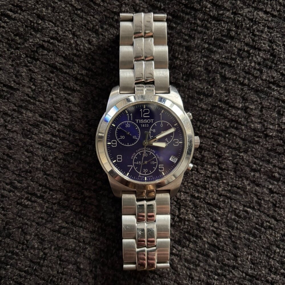 Men's Tissot XL Chrono Classic Blue Dial Stainless Steel Watch
